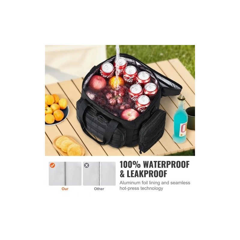 Kylmälaukku 20L 600D polyesteri musta MOLLE-järjestelmä irrotettavat säilytyspussit