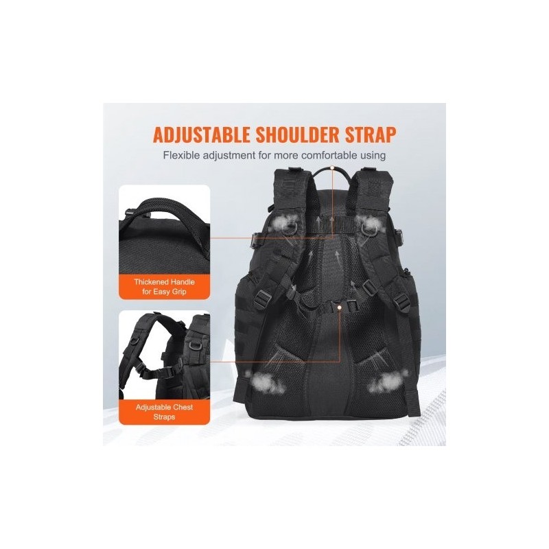 Taktinen reppu 40 l 600D polyesteri MOLLE-järjestelmällä musta