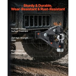 Pintle-vetokoukku hiiliteräs musta pulverimaalipinta 9070 kg vetokyky yhdistelmä 2-5/16 kuulavetolaite