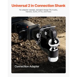 Pintle-vetokoukku hiiliteräs musta pulverimaalipinta 9070 kg vetokyky yhdistelmä 2-5/16 kuulavetolaite