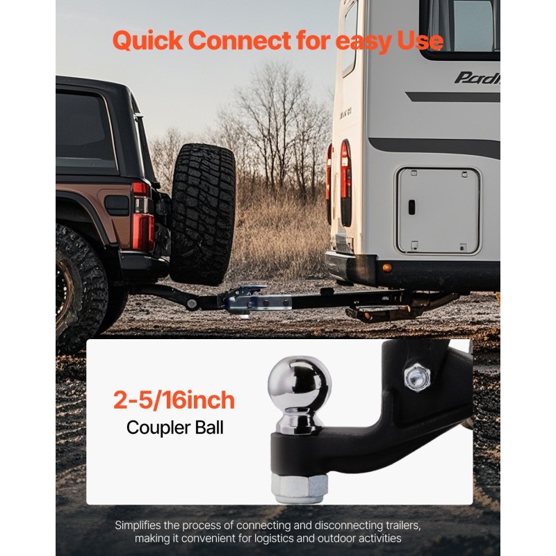 Pintle-vetokoukku hiiliteräs musta pulverimaalipinta 9070 kg vetokyky yhdistelmä 2-5/16 kuulavetolaite