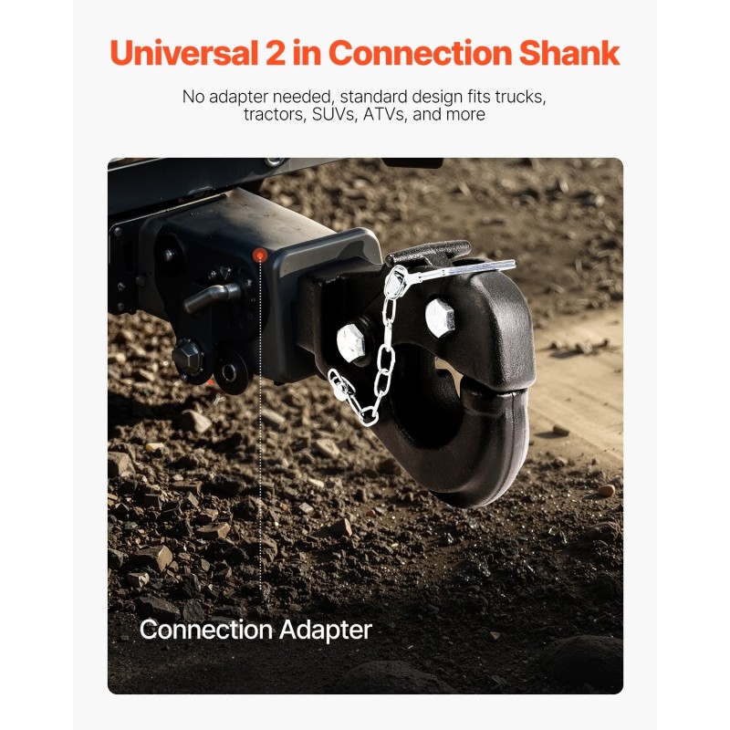 Pintlekoukku hiiliteräs 9070 kg vetokapasiteetti 2 tuuman vastaanottimelle 2,5–3 tuuman lunettarenkaalle