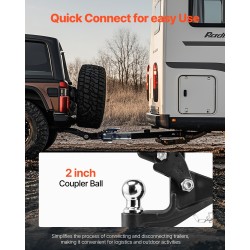 Pintle-vetokoukku hiiliteräs 7256 kg vetokapasiteetti 2-tuumainen vetopallo 2,5–3-tuumaisille lunette-renkaille musta