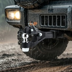 Pintle-vetokoukku hiiliteräs 7256 kg vetokapasiteetti 2-tuumainen vetopallo 2,5–3-tuumaisille lunette-renkaille musta