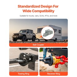Pintle-vetokoukku hiiliterästä 13605 kg vetokyky 2,5–3 tuuman lunette-renkaille
