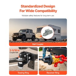 Pintle-vetokoukku hiiliteräs raskaisiin vetoihin 2-5/16 tuuman vetokuula sopii 2,5–3 tuuman lunette-renkaille