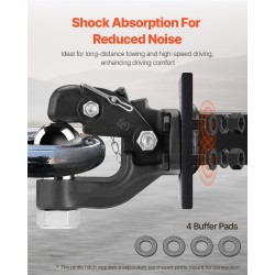 Pintle-vetokoukku hiiliteräs raskaisiin vetoihin 2-5/16 tuuman vetokuula sopii 2,5–3 tuuman lunette-renkaille