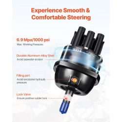 Hydraulinen perämoottorin ohjauspakkaus 90 hv 13,5 tuuman ohjauspyörä kaksi 26 jalan letkua