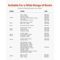 Hydraulinen perämoottorin ohjauspakkaus 90 hv 13,5 tuuman ohjauspyörä kaksi 26 jalan letkua