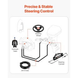 Hydraulinen perämoottorin ohjaussarja yksimoottorisiin veneisiin enintään 150HP 13,5 tuuman ohjauspyörä 2 hydrauliletkua