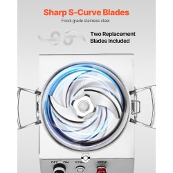 Monitoimikone vihanneshakkuri 4 l ruostumaton teräskulho 550 wattia S-muotoiset terät