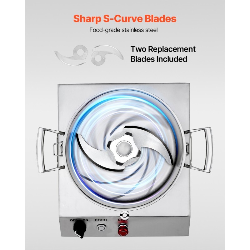 Monitoimileikkuri ruostumattomasta teräksestä 6L 750W S-muotoisilla terillä vihanneksille ja pähkinöille