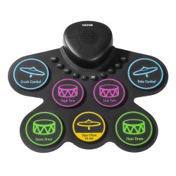 Sähköinen rumpusetti 7 padia 2 jalkapoljinta silikonipintainen ladattavalla akulla