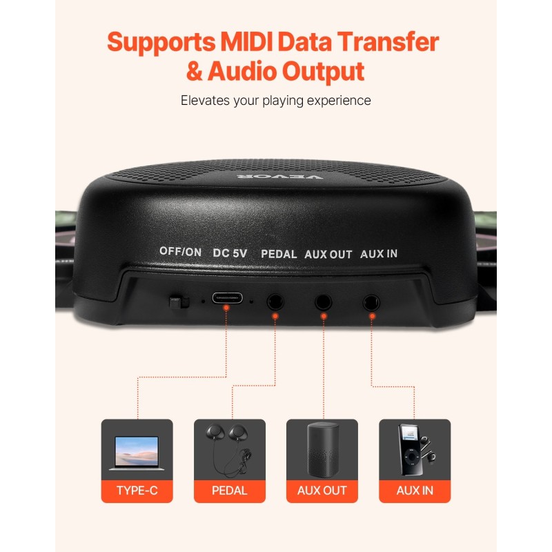 Sähköinen rumpusetti 7 padia 2 jalkapoljinta silikonipintainen ladattavalla akulla