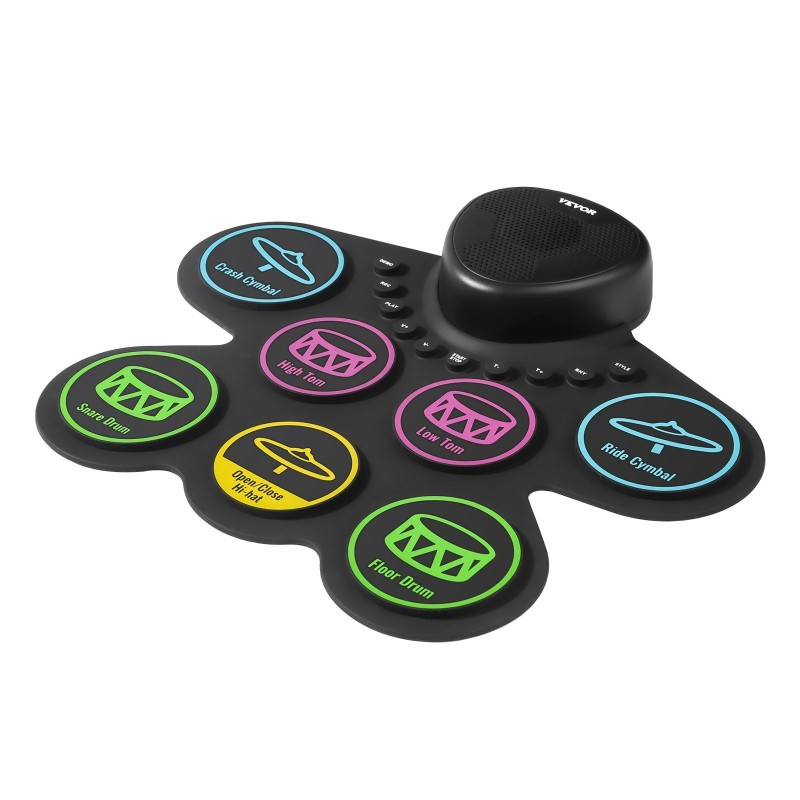 Sähköinen rumpusetti 7 padia 2 jalkapoljinta silikonipintainen ladattavalla akulla