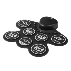 Rullattava sähkörumpumatto seitsemän rumpualuetta silikonipinnat kaksi jalkapedaalia ladattava akku