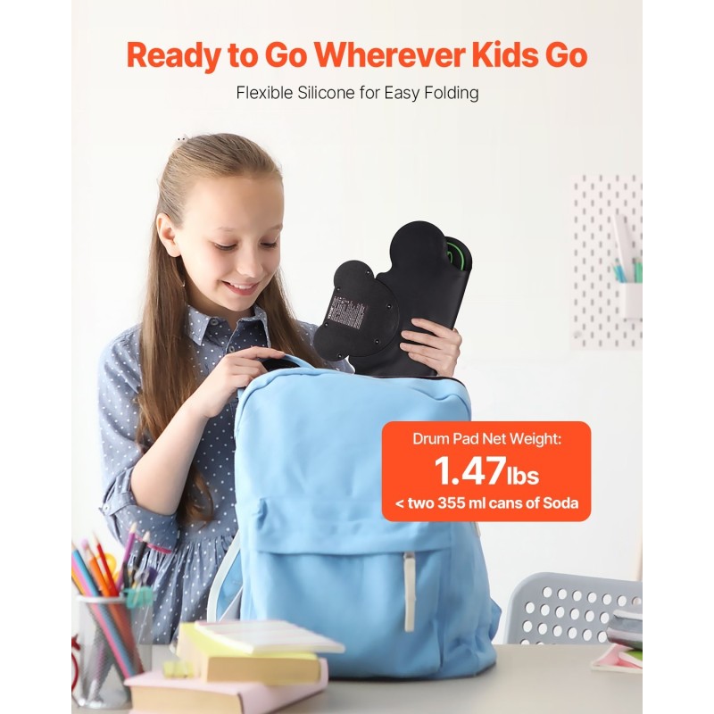 Sähköinen silikonirumpumatto 9-alueinen 2 jalkapoljinta ladattava akku MIDI-liitäntä kuulokeliitäntä