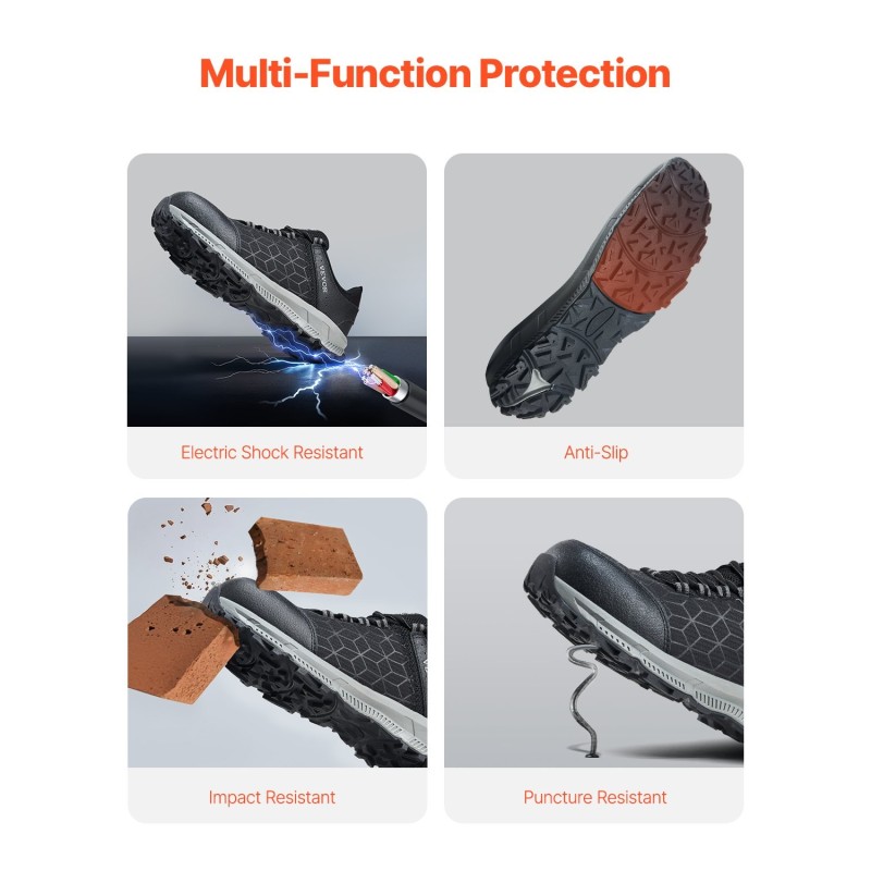 Turvakengät alumiinivarvassuojalla verkkopäällisellä ja haljasnahalla liukastumaton kumipohja koko US 11