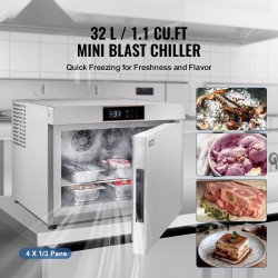 Pikapakastin 32 l 4 kpl 1/3-astiat ruostumatonta terästä ravintolakäyttöön