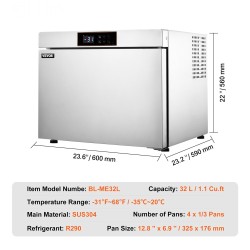 Pikapakastin 32 l 4 kpl 1/3-astiat ruostumatonta terästä ravintolakäyttöön