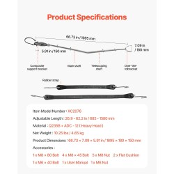 Peräpeilin tuki galvanoitu metallirunko säädettävä 685–1580 mm alle 150 HP