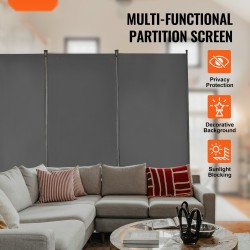 Tilanjakaja 3-paneelinen rautarunkoinen Oxford-kangas 2600x1840 mm harmaa