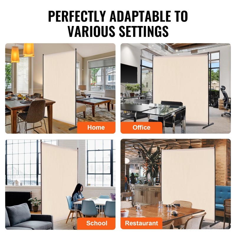 Huoneenjakaja yksipaneelinen vapaasti seisova rautarunko Oxford-kangas 1810x1815x500 mm beige