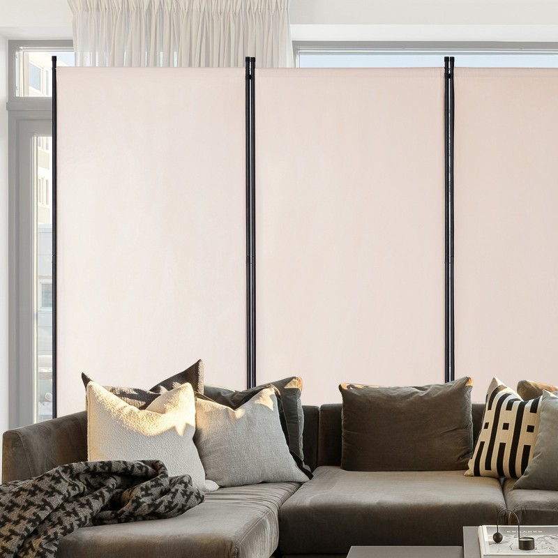 Tilanjakaja rautarunko Oxford-kangas 3 paneelia 2600 x 1840 mm beige