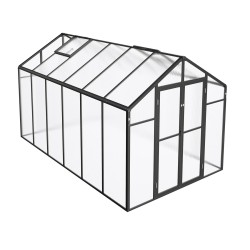 Kasvihuone polykarbonaattinen alumiinirunkoinen 236 x 346 cm avautuva ovi 2 tuuletusikkunaa ulkokäyttöön