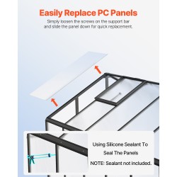 Polykarbonaattikasvihuone 8 x 14 jalkaa alumiinirunkoinen saranoitu ovi 2 säädettävää kattoluukkua