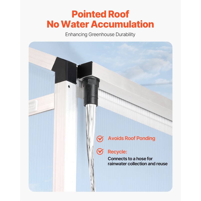 Polykarbonaattikasvihuone alumiinirunkoinen 184 x 126 x 193 cm liukuovella kolmiporttisella kattoluukulla