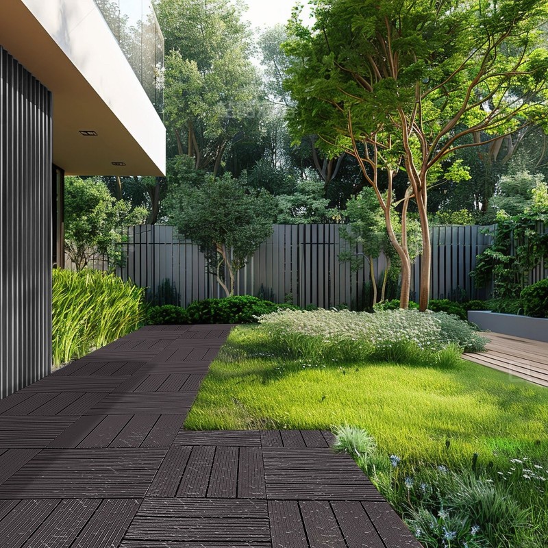 Liitettävät terassilaatat polypropeeni 36 kpl 300×300 mm tummanruskea ulkokäyttöön