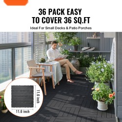 Napsautettavat terassilaatat PP-muoviset 36 kpl 300 x 300 mm tummanharmaa ulkokäyttöön