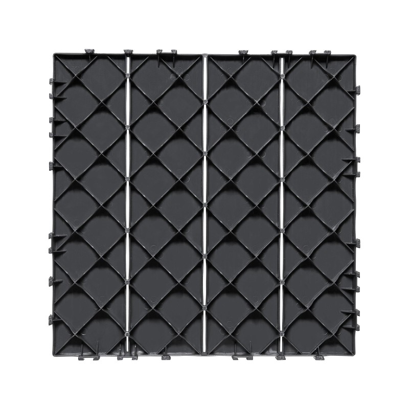 Napsautettavat terassilaatat PP-muoviset 36 kpl 300 x 300 mm tummanharmaa ulkokäyttöön