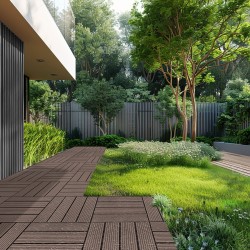 Terassilaatat puumuovikomposiitti 300x300 mm 27 kpl vedenkestävät tummanruskeat