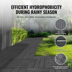 Lukittavat PP-muoviset terassilaatat 300 x 300 mm 10 kpl tummanharmaa puukuosi ulkokäyttöön