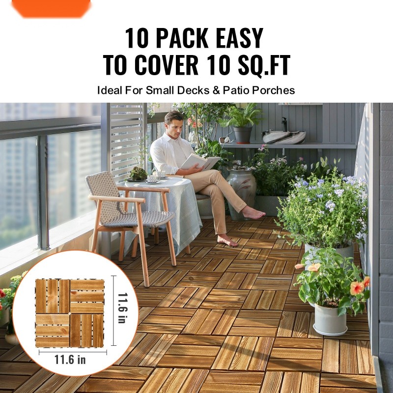 Lukittuvat terassilaatat kamferimänty PP-pohja 300x300 mm 10 kpl ulko- ja sisäkäyttöön