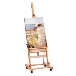 Studiomaalausteline pyökkipuusta jopa 48 tuumaa 15 kg kantavuus suurikokoinen säilytystaso pyörillä