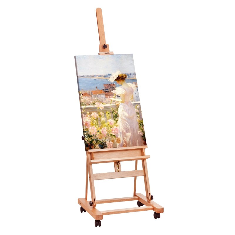 Studiomaalausteline pyökkipuusta jopa 48 tuumaa 15 kg kantavuus suurikokoinen säilytystaso pyörillä