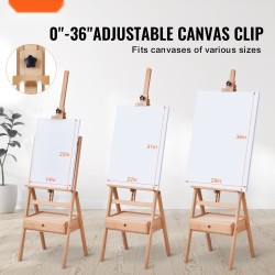 Studiomaalausteline H-runkoinen pyökkipuinen säädettävä maksimikorkeus 91,4 cm 10 kg kantavuus