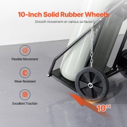 Hitsauspullokärry kahdelle pullolle sopii enintään 12,5 tuuman halkaisijalle hiiliteräsrunko 10 tuuman täyskumipyörät