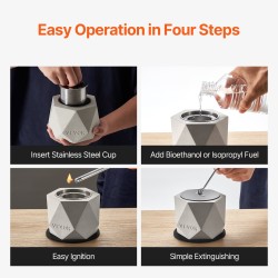 Pöytätulisija betoninen ruostumaton terässisäosa sisä- ja ulkokäyttöön sammutuskansilla