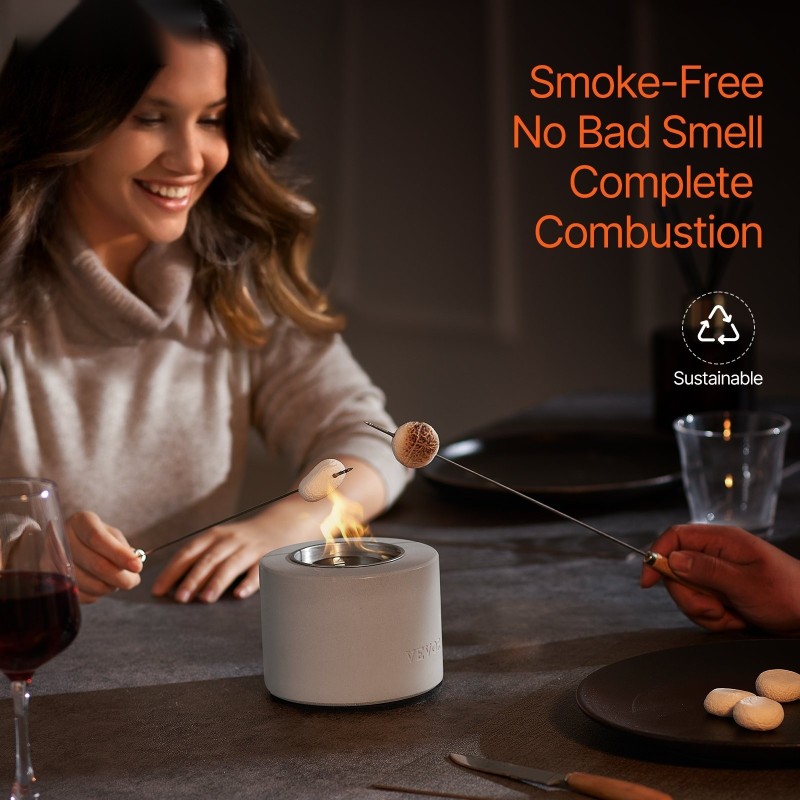 Betoninen pöytätulisija ruostumattomalla teräsvuorauksella ja sammutuskannella sisä- ja ulkokäyttöön