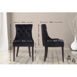 Aberdeen samettinen ruokailutuoli pehmustetulla istuimella ja puujaloilla