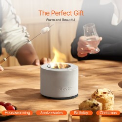 Betoninen pöytätulisija ruostumattomalla teräsvuorauksella ja sammutuskannella sisä- ja ulkokäyttöön