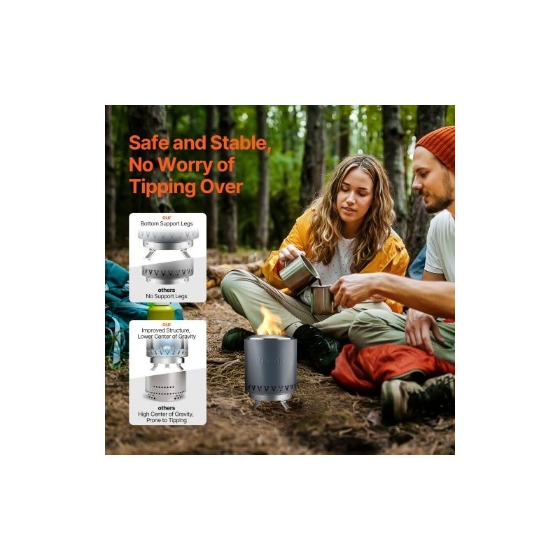 Pöytätakka ruostumatonta terästä sisä ja ulkokäyttöön sininen säilytyspussilla