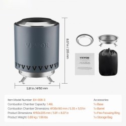 Pöytätakka ruostumatonta terästä sisä ja ulkokäyttöön sininen säilytyspussilla