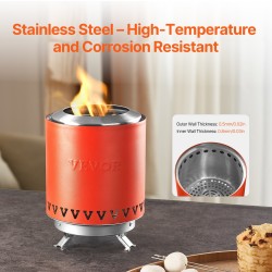 Pöytätulisija ruostumattomasta teräksestä savuton sisä- ja ulkokäyttöön polttopuulla ja pelleteillä punainen