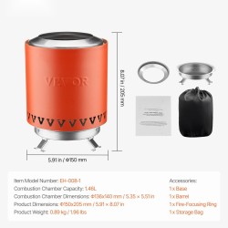 Pöytätulisija ruostumattomasta teräksestä savuton sisä- ja ulkokäyttöön polttopuulla ja pelleteillä punainen