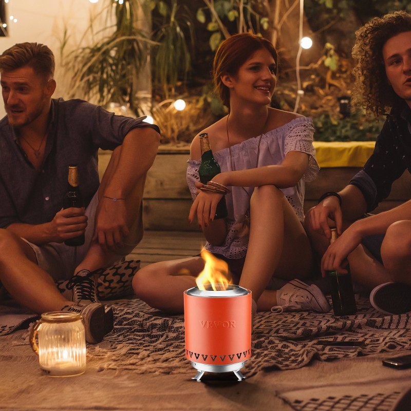 Pöytätulisija ruostumattomasta teräksestä savuton sisä- ja ulkokäyttöön polttopuulla ja pelleteillä punainen